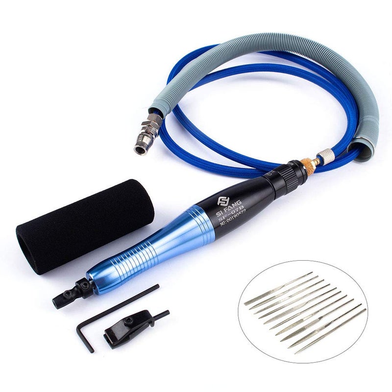 SI FANG Turbine Reciprocating Pneumatic Ultrasound Grinder Micro Pneumatic Air Pencil Die Grinder Kit for Mould Metal Lapping Filing Grinding Buffing Polishing Sanding Tools - Image 1